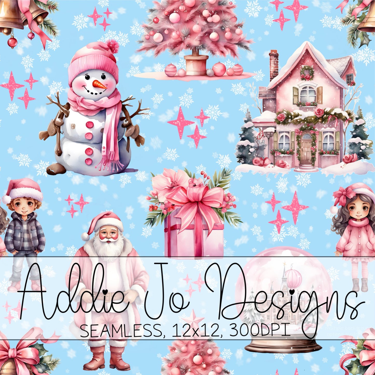 Pink & Blue Christmas Seamless