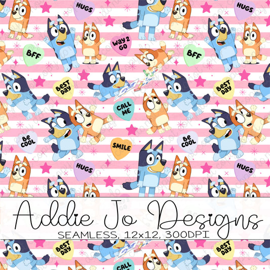 Blue Dog Valentine Seamless