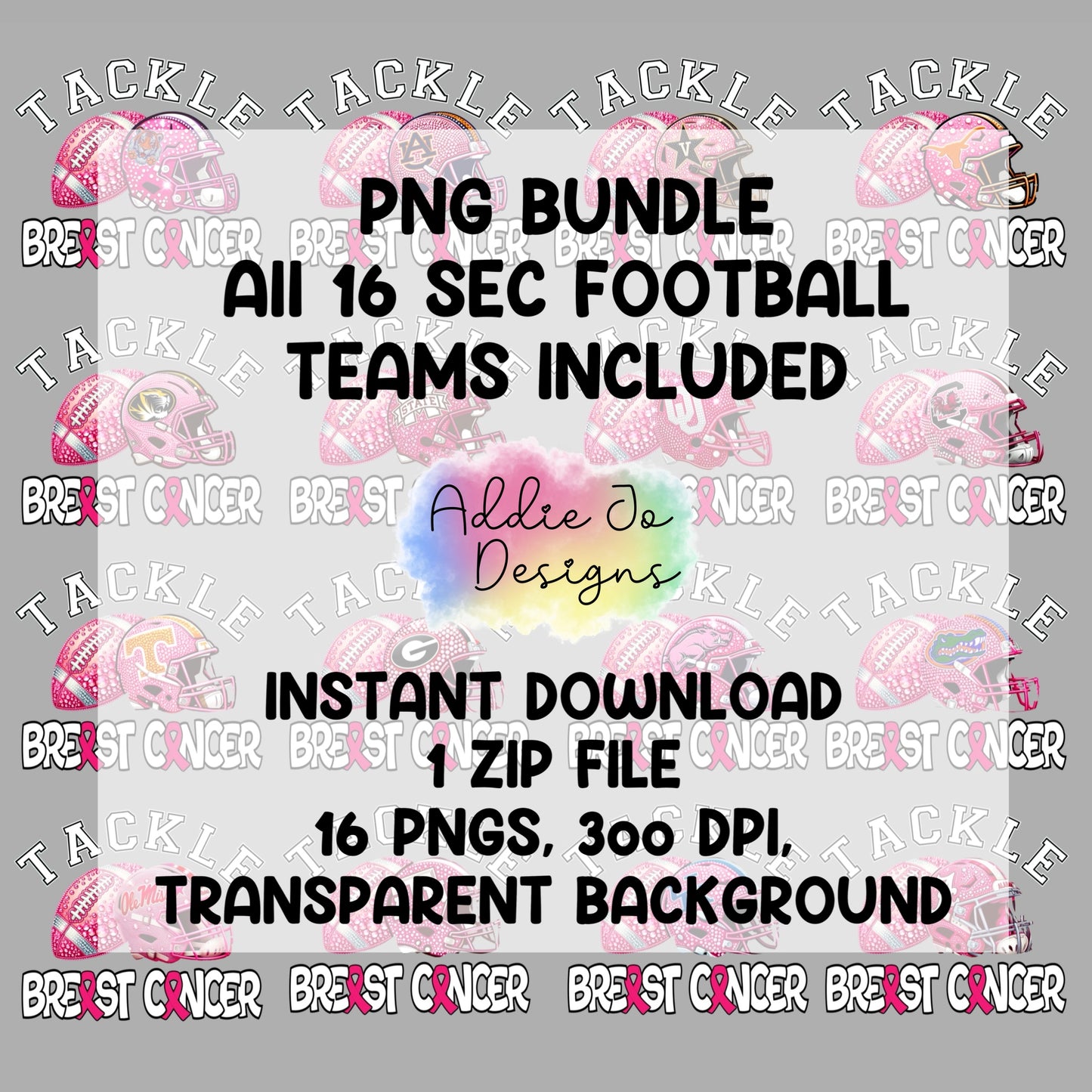 Tackle BC Pink SEC Football PNGs Bundle